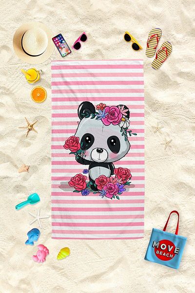 MoveBeach Παιδική πετσέτα θαλάσσης με σχέδιο Panda, πετσέτα μπάνιου