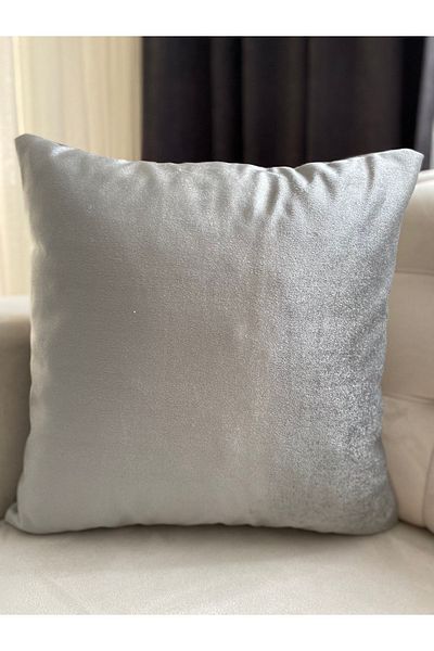 Parla Life Silver Color Shiny Velvet Throw Pillow Cover