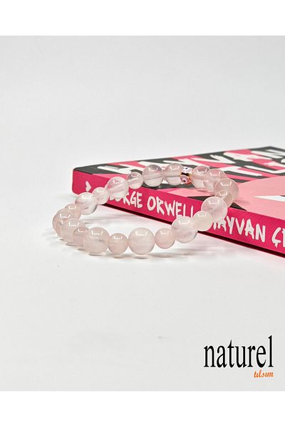 Naturel Tılsım Pink Quartz Natural Stone Unisex Bracelet