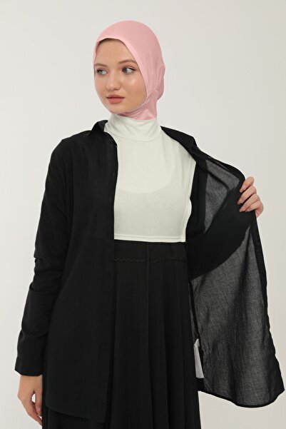 Sonbaharmoda Ecru Color Women'S Neck Collar Tank Top - Hijab, Turtleneck, Zero Sleeve and Side ElaStic