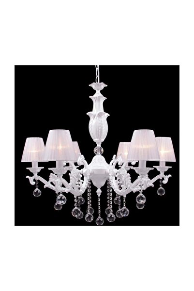 Umur Aydınlatma Hazal 6'Lı Büyük Beyaz Abajurlu Avangarde Avize