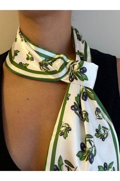 ElevaGlam Olive Patterned Tie Scarf