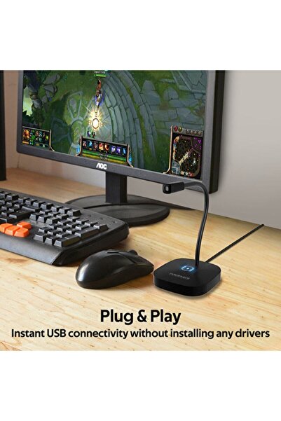 Promate Mikrofon Pc Laptop Için Esnek, Hd Kayıt Usb Giriş Dokunmatik Led Gösterge Oyun Ve Kayıt Için Siyah