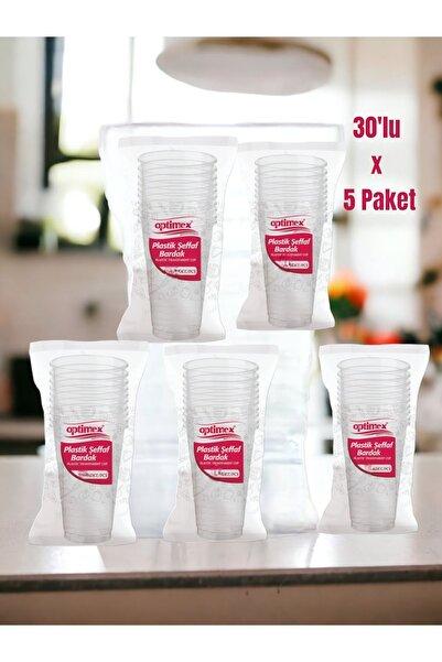 OPTİMEX Plastik bardak şeffaf 180cc 30'lu x 5 paket