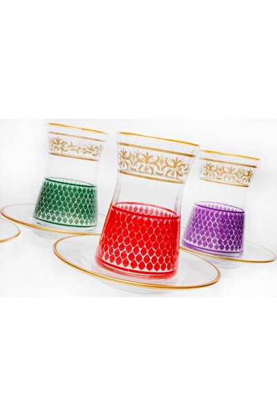 LEONARTE CASA Bohemıa Crytal 12 Parça Renkli Çay Takımı Aurum