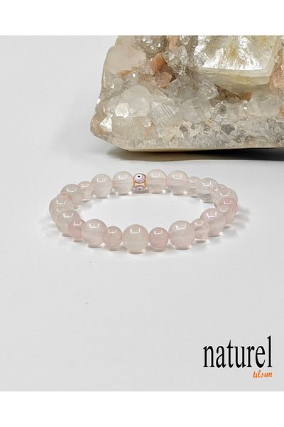 Naturel Tılsım Pink Quartz Natural Stone Unisex Bracelet