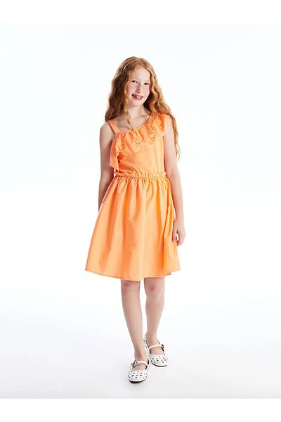LC Waikiki Lcw kids Girl's Dress - Light CorAl And ScAllop DetAil