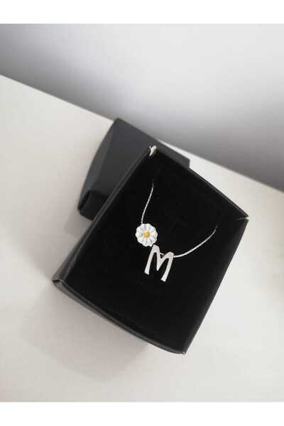 Judas Takı Silver Color Mini m Letter Women's Necklace, Initial DesiGn