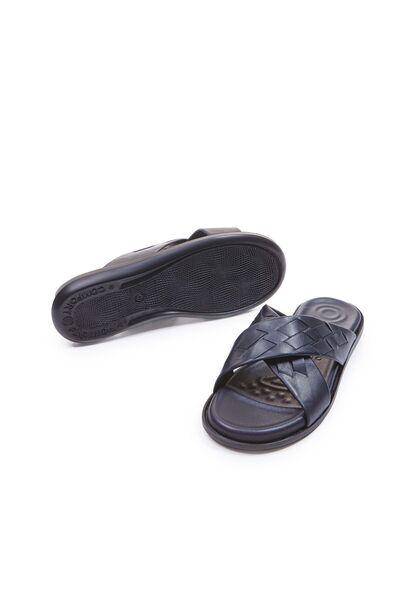 Vantaggio Ανδρικές δερμάτινες παντόφλες Pulse Navy Blue