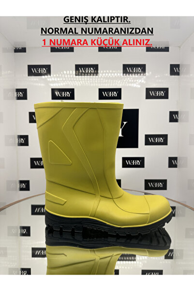 e&e Ulaş Çizme Sarı Kısa Pvc 27 Cm %100 Su Geçirmez Burun Korumasız Hafif Rah...