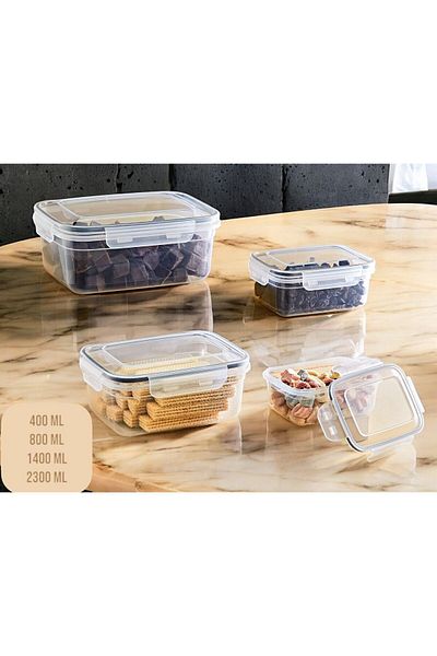 NY HOME Transparent Set of 4 Leakproof Rectangular Ebox Storage Container