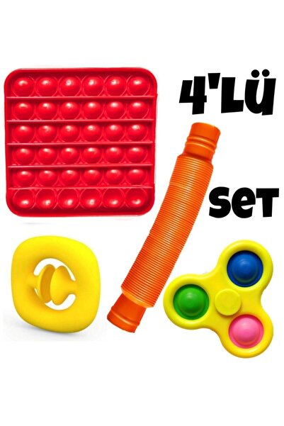 Ayver Oyuncak Popit Stres Çarkı Pop Tube Stres Oyuncağı Dörtlü Set