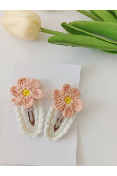 Kadın Girişimciler Atölyesi Πόρπη Ροζ Λουλούδι Χειροποίητη Πόρπη 2 τεμαχίων