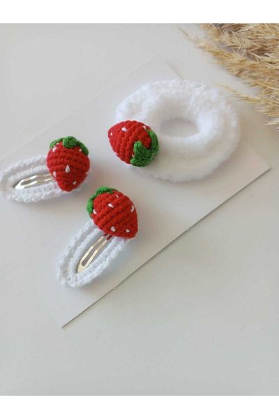 Kadın Girişimciler Atölyesi Buckle Back to School Strawberry 3 Pieces Handmade Eco Package