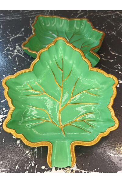 Dekoratif atölye 2li Yaprak Taş Çerezlik - El Yapımı Taş Kâse - Sunumluk