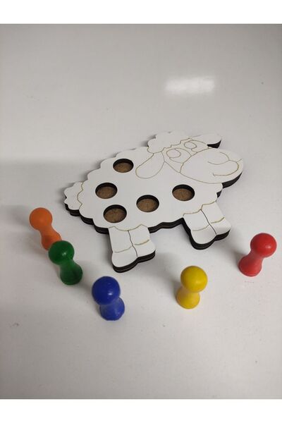 YAHO OYUNCAĞIN DOĞAL HALİ Montessori Educational Wooden Toy Plug-in Removable Colored Wooden Sheep Toy