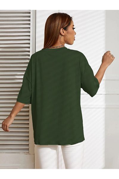 OFFSIDESIGN Palm Tree Printed Sun Salt Sand Oversize Women's T-shirt - Green Blue White