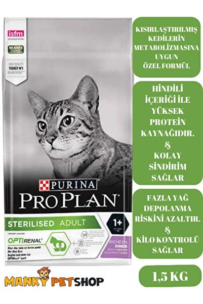 Purina PROPLAN STERİLİSED ADULT HİNDİLİ KISIRLAŞTIRILMIŞ KEDİ MAMASI (1,5KG)