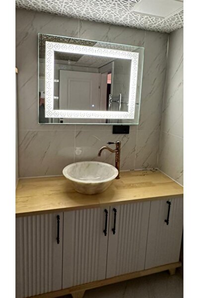 ZENİT YAPI 80x80 Ayna Ledli Duvar Aynası Led Işıklı Ayna Kare Ledli Banyo Aynası