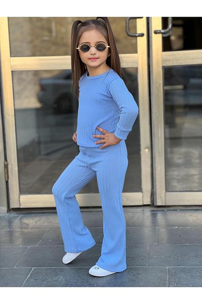 renkli diyar Long Sleeve Blouse and Spanish Trousers Set for Girls - Nursery Kindergarten Primary School