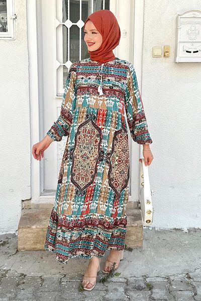 Gizce Turquoise Colored Bridal Dress