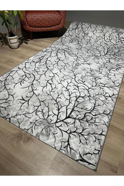 SARAR HALI Sarar Halı Imza03 Gri Kaymaz Taban Makinede Yıkanabilen Kesme Yolluk