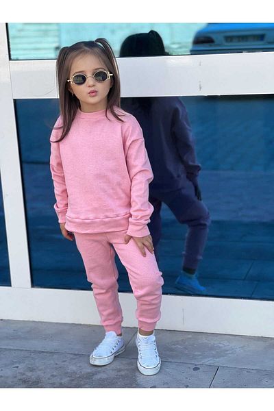 KTT TEKSTİL Long Sleeve Blouse and Trousers Set for Girls - 2-piece Kindergarten Primary School Set