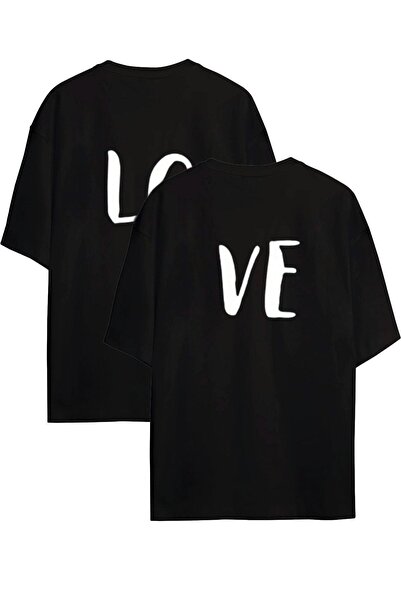 Boi Dear Lover - Combinație de tricou oversize negru cu imprimeu text - decol...