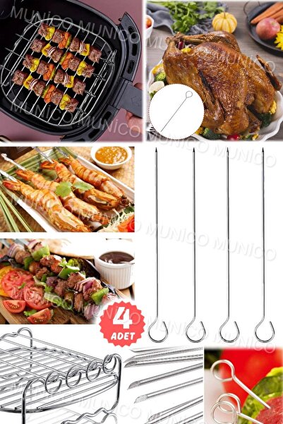 Munico 4 Adet Hava Fritöz ve Barbekü İçin Çok Amaçlı Şiş Teli: Fırında ve Izg...