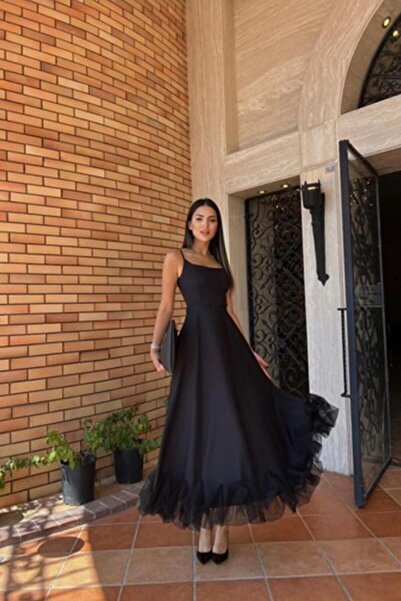 Masspera Rochie de seară evazată cu lungime midi din tul - rochie cu bretele ...