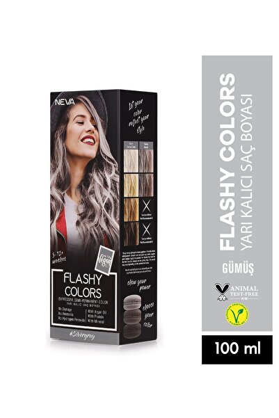 Neva Flashy Colors GÜMÜŞ Direkt Uygulanan Yarı Kalıcı Saç Boyası 100ml (vegan)