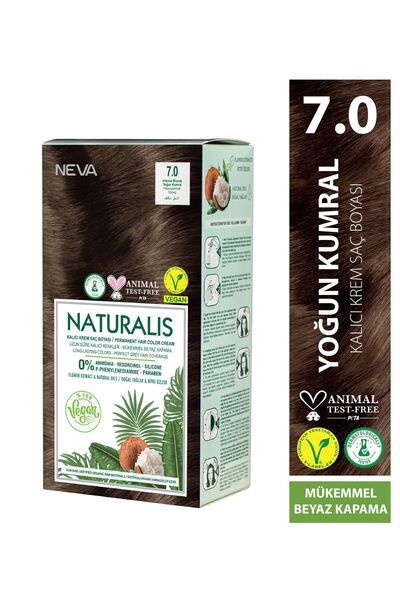 NEVA NATURALIS 7.0 YOĞUN KUMRAL Kalıcı Krem Saç Boyası Seti (VEGAN)