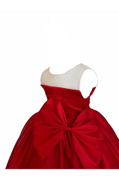 zühre balaban Girl's Red Bow Long Evening Dress