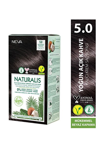 NEVA NATURALIS 5.0 Yoğun Açık Kahve Amonyaksız Kalıcı Krem Saç Boyası Seti