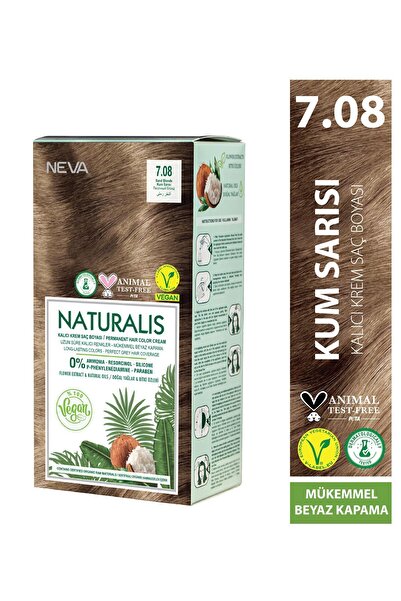 NEVA NATURALIS 7.08 KUM SARISI Kalıcı Krem Saç Boyası Seti (VEGAN)