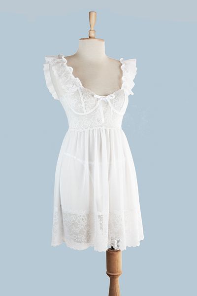 MAUDA Short Nightgown - Lace Detailed