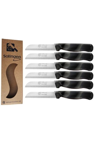 Solingen Tırtıklı Meyve Bıçakları Mermer Desen Siyah ( 6 Adet)