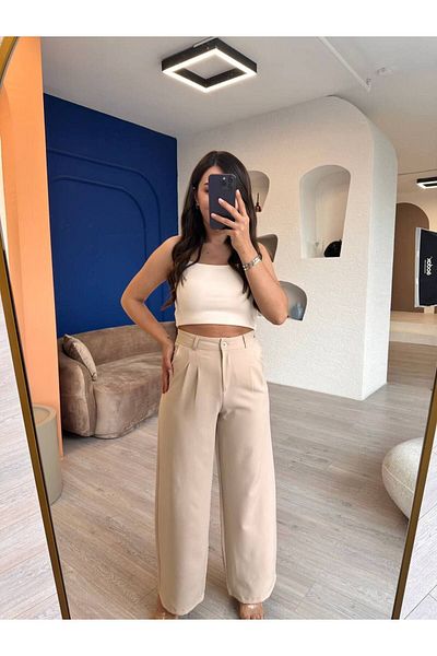 devesta Palazzo Cream Trousers