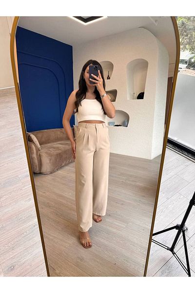 devesta Palazzo Cream Trousers