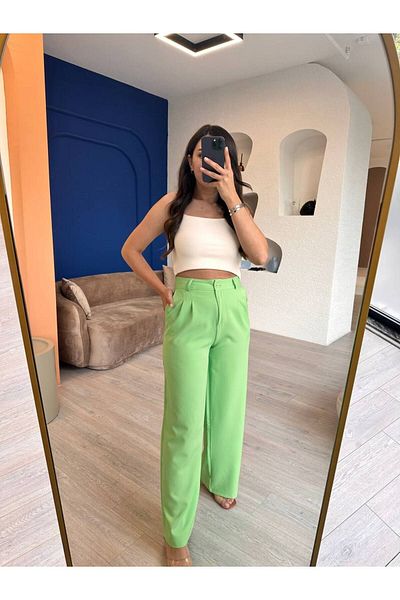 devesta Green Palazzo Trousers - Relaxed Fit
