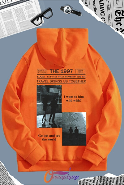 oneagılyazı Men's Sweatshirt - Hooded and Back Printed Hoodie