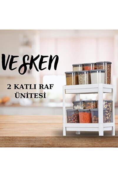 Carpekitchen Vesken 2 Katlı Düzenleyici Raf Beyaz, Mutfak Tezgah Altı , Banyo...