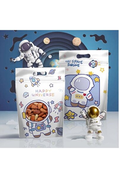 smileshop Sevimli Atıştırmalık Kilitli Gıda/bisküvi /şeker Poşeti-Uzay (1 Adet)