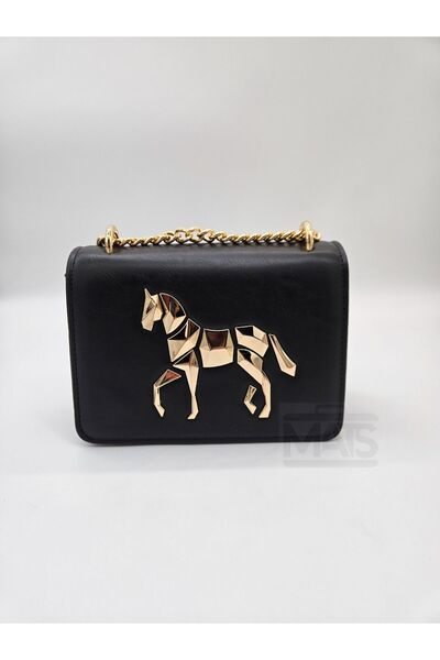 Harvey Miller Polo Club Harvey Miller Golden Horse Mat Siyah Zincir Askılı Om...