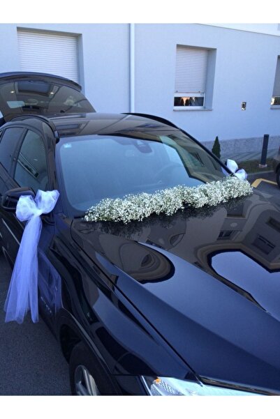 Yumak Dekor Grup Gelin Arabası Süsü Konvoy Süsü Şoklanmış Beyaz Cipso Araba S...