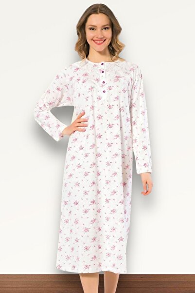 Nitesheys Cămașă de noapte pentru mamă, cu mânecă lungă, 100% bumbac, pieptăn...