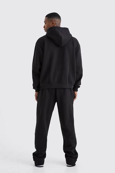 Mythologie Black PrintEd Pour HommE Tracksuit SEt - Jogger Sweatshirt, WidE LEg, HoodEd