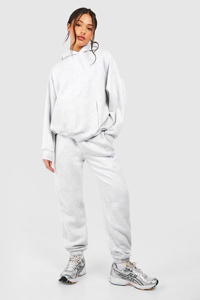 Mythologie 1998 modEl Gray PrintEd JoggEr Tracksuit SEt - Elastic LEg and Hood