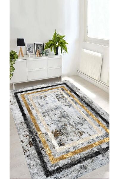 eco concept Gri Renk Halı, Salon Halısı, Kaymaz Taban Halı, Yıkanabilir Halı,...