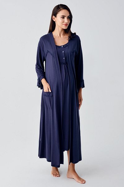 Artış Flexible Viscous Short Sleeve Maternity Dressing Gown and Nightgown Set